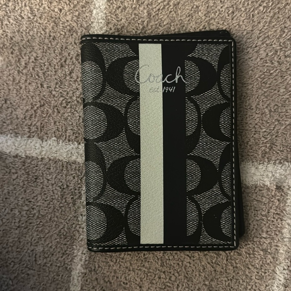 New never used Coach Black C Passport Holder Wallet